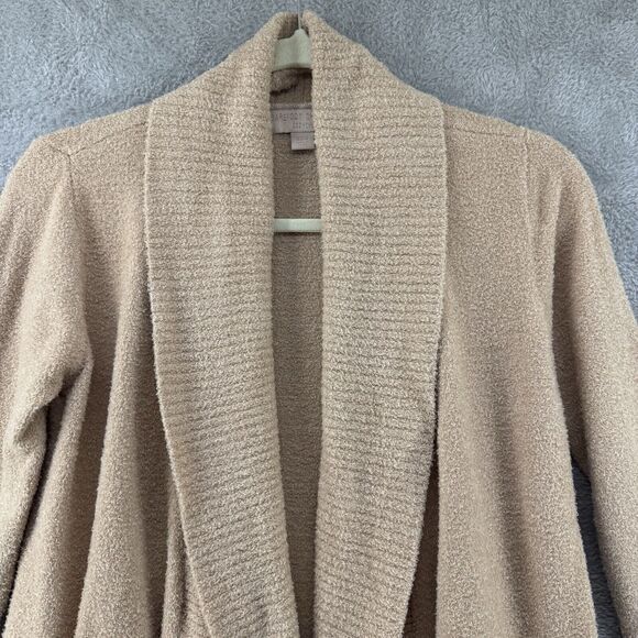 Barefoot Dreams Sweater Womens XS/S Beige Cardigan Open Front Stretch Pockets - Picture 3 of 14
